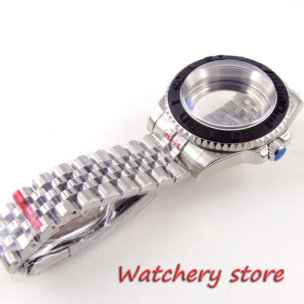 40mm 20ATM 120 Clicks Mens Watch Case Dome Blue AR sapphire crystals Black Bezel