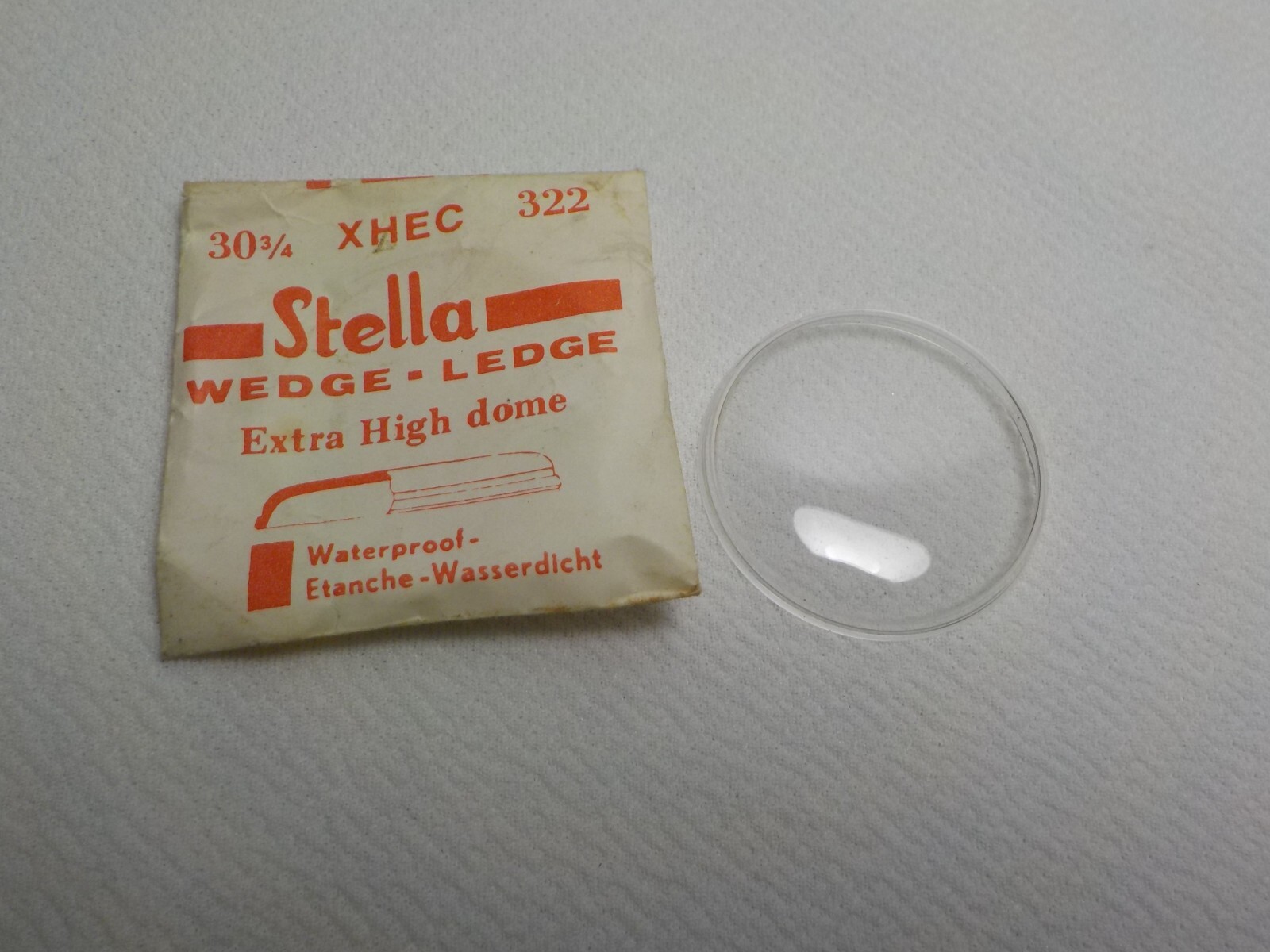 STELLA WEDGE LEDGE EXTRA HIGH DOME WATCH CRYSTAL 322 REPLACEMENT 30 3/4 XHEC