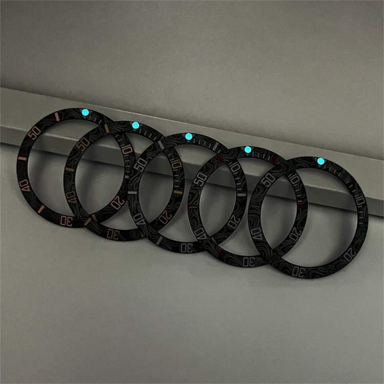 SUB Carbon Brazed Vitrified Ceramic Ring BGW9 Lume Watch Bezel Size 38mm