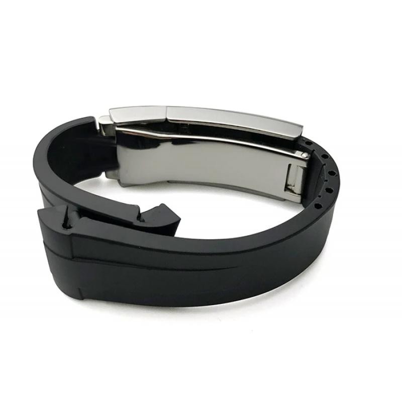 New 20mm/ 21mm/ 22mm Black Silicone Rubber Watch Strap Band for Rolex Oyster