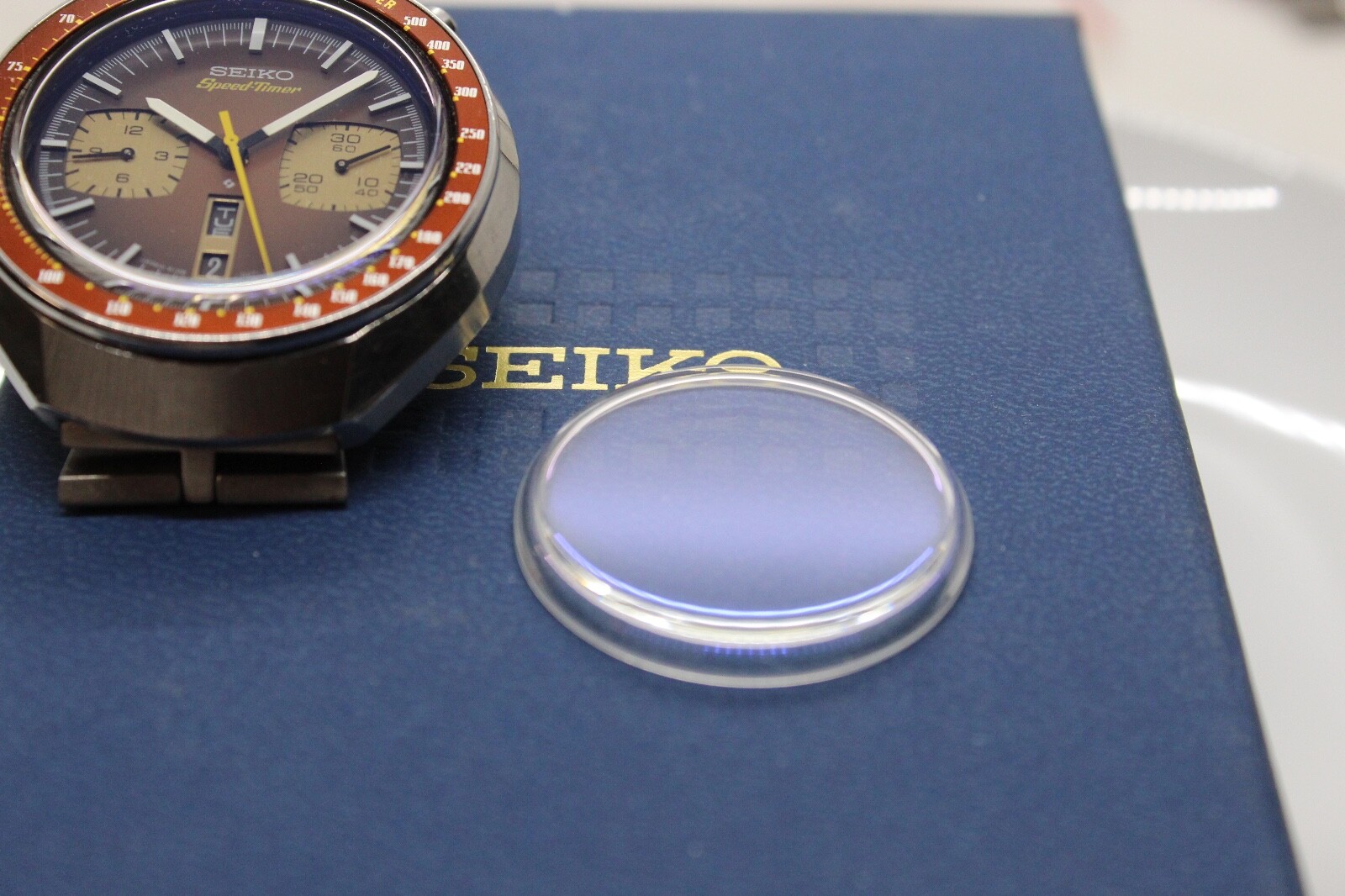 Blue Mineral Glass Crystal SEIKO 6138 6138-0040 6138-0049 Bullhead 340W14GN
