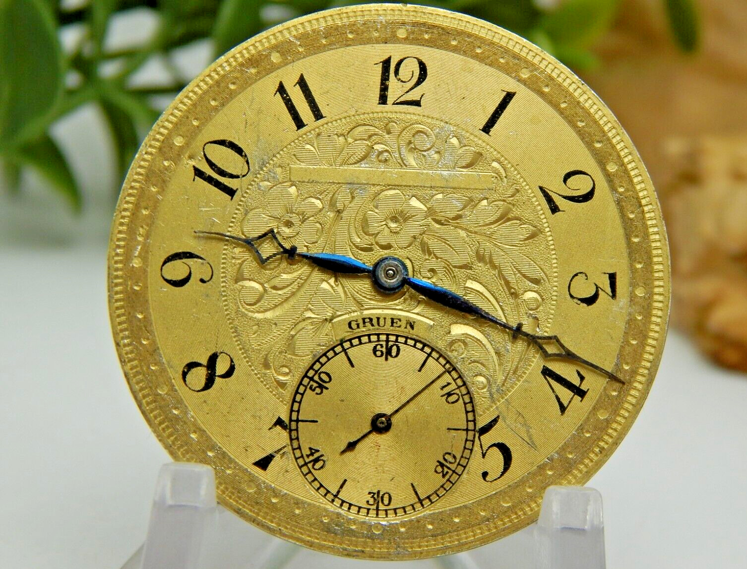 Antique Pocket watch movement Swiss Gruen High Grade 17 jewel ADJ 5 pos & Temp