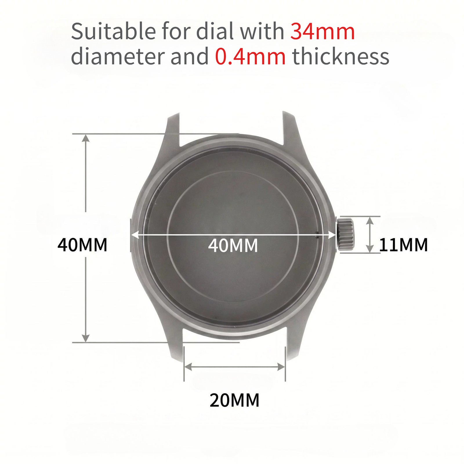 40MM Sapphire Glass Titanium Watch Case WR 10ATM Fits NH34 NH35 36 38 Movements