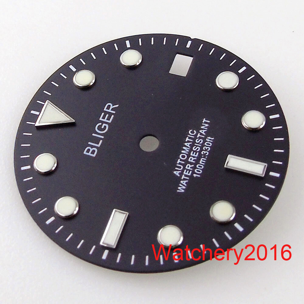 29mm Luminous Watch Dial Face Green Blue Black Rose Gold Edge Fit NH35A NH36A