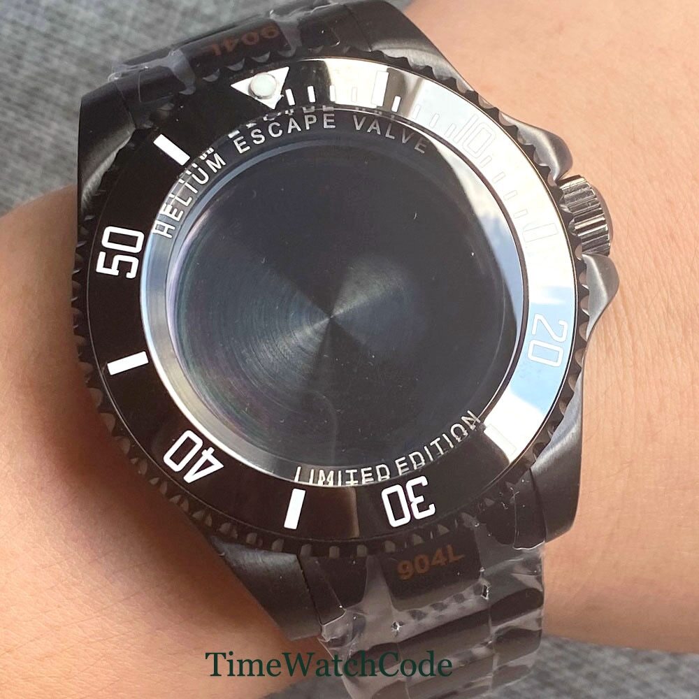 43mm PVD Black Watch Case Fit NH34 NH35 NH36 ETA2824 PT5000 Miyota8215 DG2813