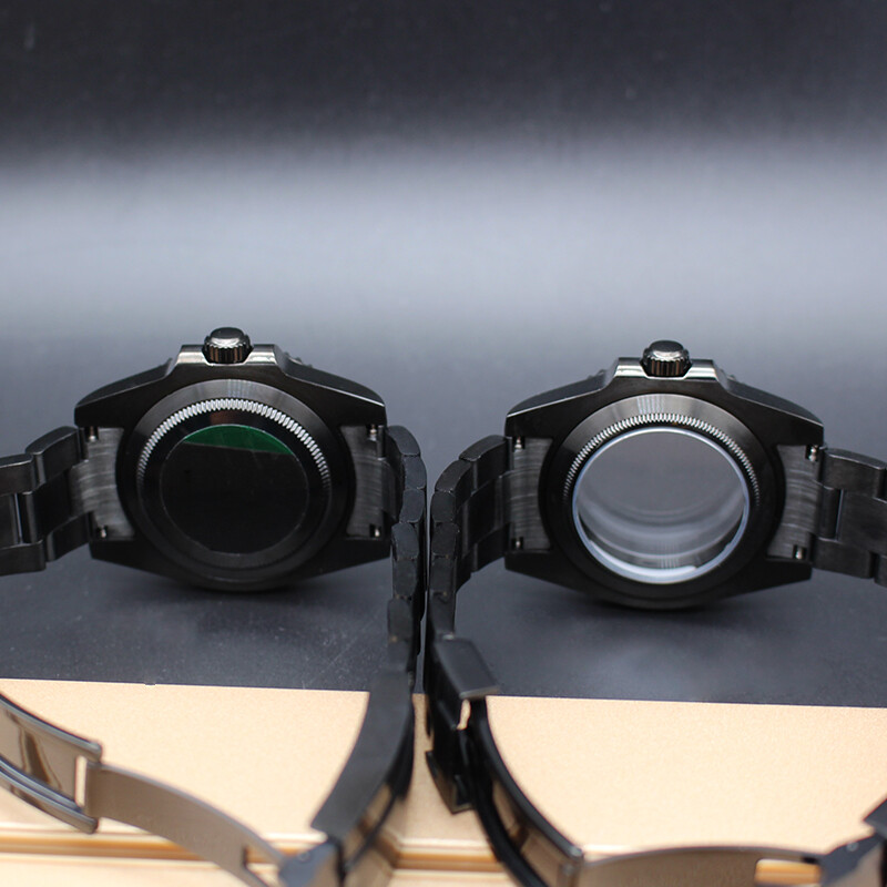 PVD Black 40mm Watch Case+Oyster Bracelet Stainless Steel Sliding Lock Buckle