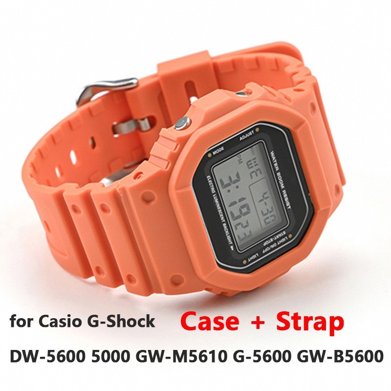 Silicone Case+Strap For Casio G-SHOCK DW5600 DW5000 Resin Waterproof Watch set