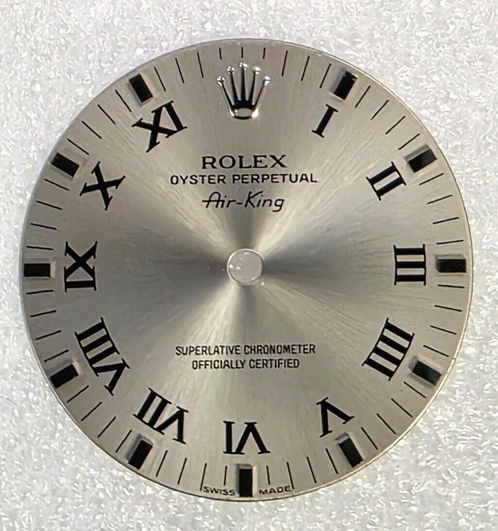 GENUINE ROLEX AIR-KING DIAL SLATE/ GREY BLACK ROMAN SILVER MARKERS 114200