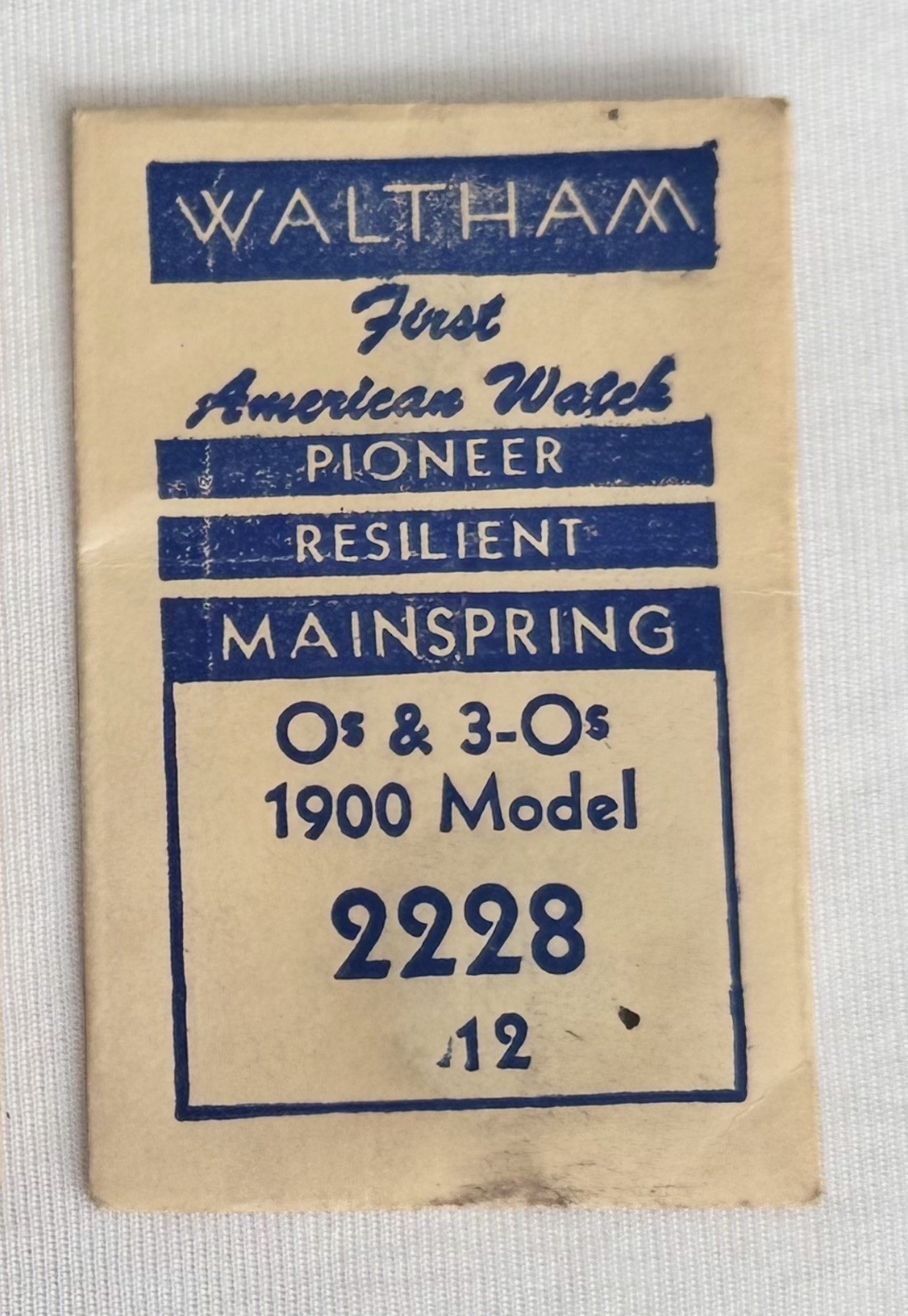 Waltham Factory Mainspring for 0s & 3-0s 1900 Model No. 2228 – Steel .12