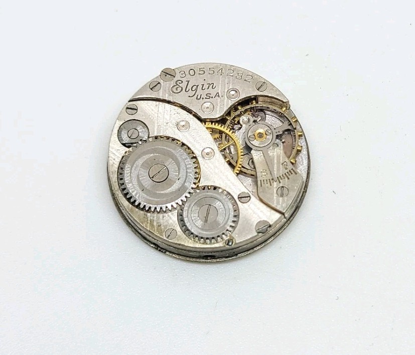 1928 Elgin Model 4 Grade 447 7J 10/0s Mechanical Watch Movement For Repair