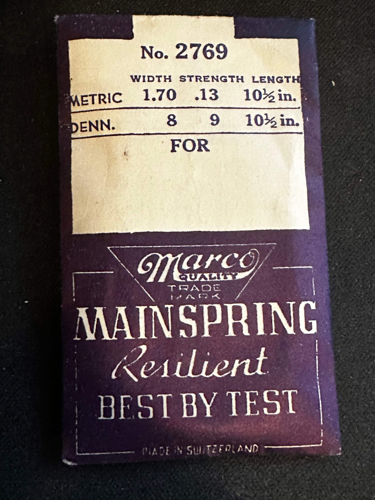 Marco Mainspring #2769 for HENZI & PFAFF 103, 104, 126, 127 – Steel