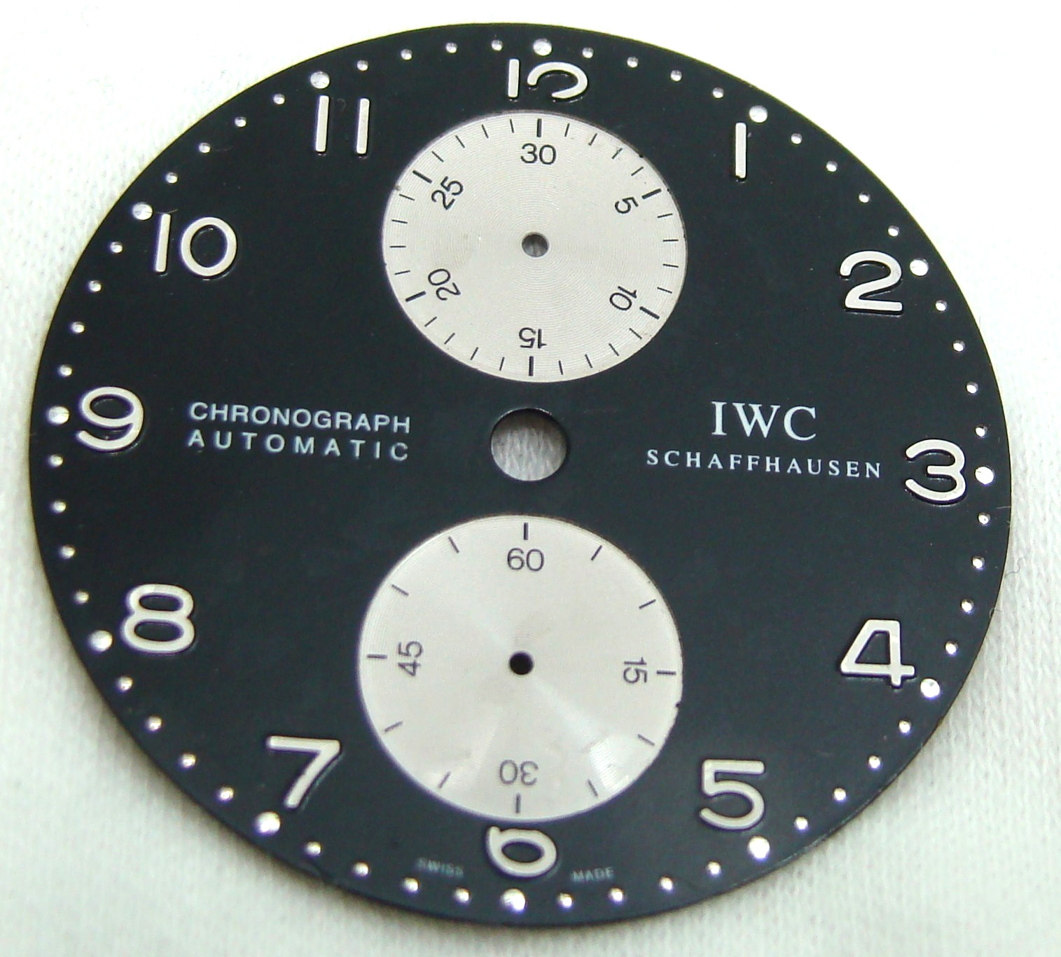 IWC PORTUGESE CHRONOGRAPH BLACK & SILVER WATCH DIAL for reference IW371404