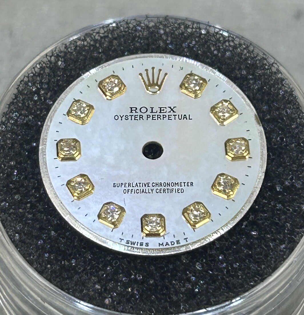 Rolex Oyster Perpertual Ladies 24mm Watch Custom MOP Diamond Dial 67193 & 6718