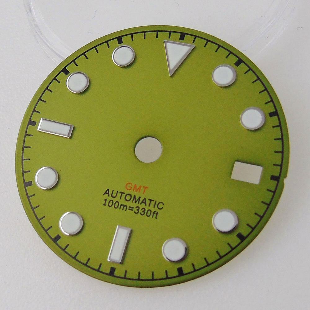 29mm Watch Black Dial Fit NH34A NH34 GMT Auto Movement Lume Snowflake Hand Date