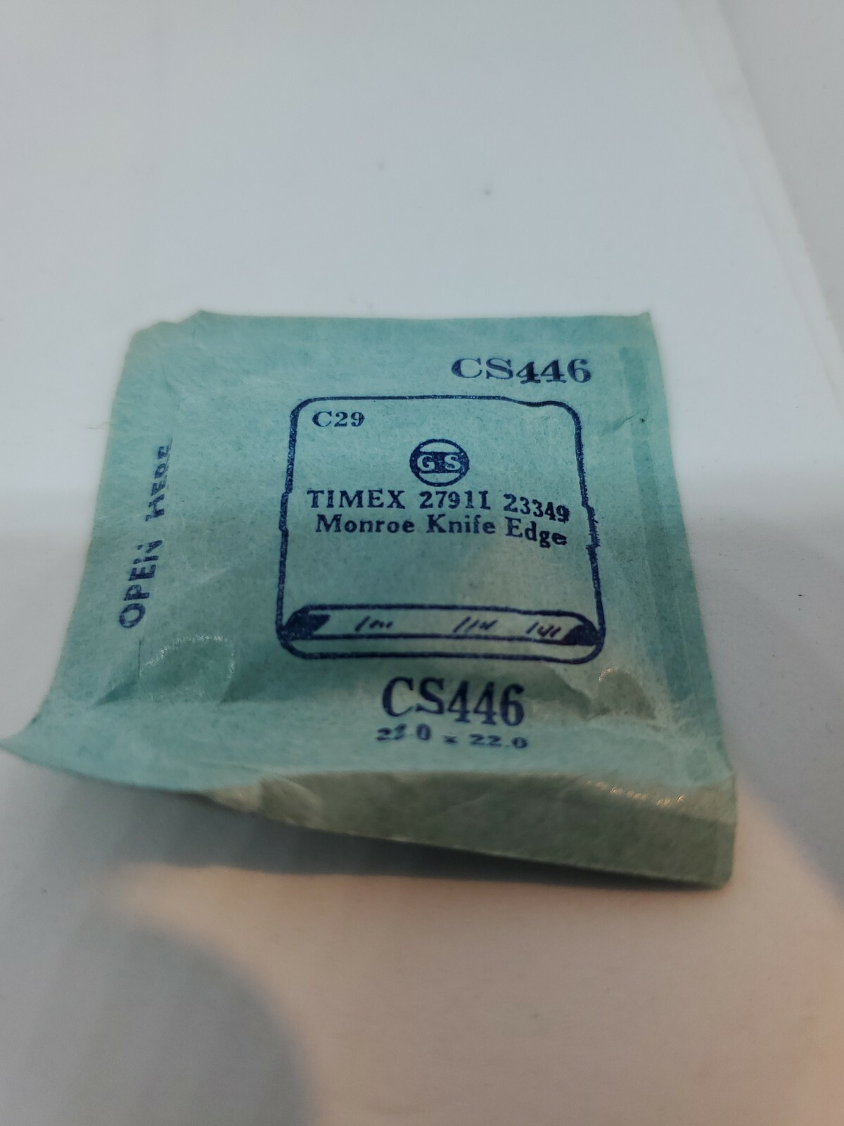 CS446 TIMEX 27911 23349 MONROE KNIFE EDGE GS WATCH CRYSTAL 22.0X22.0 NOS