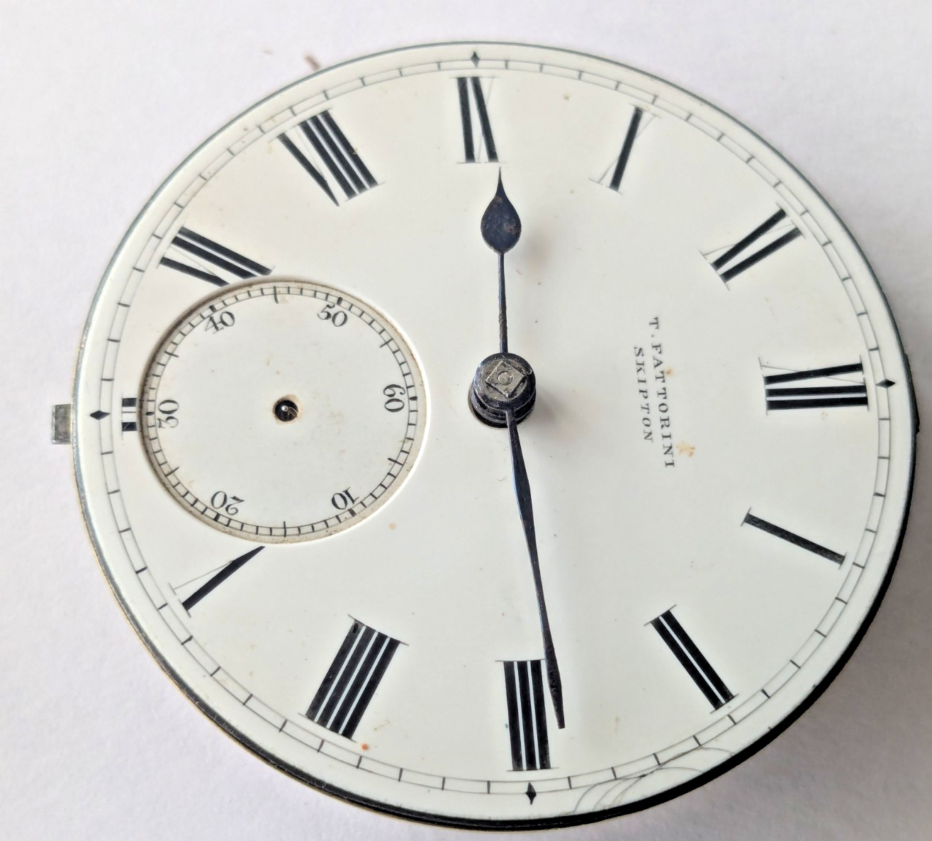 Antique T. Fattorini Skipton Pocket Watch Movement Hands Dial 45.1mm 41