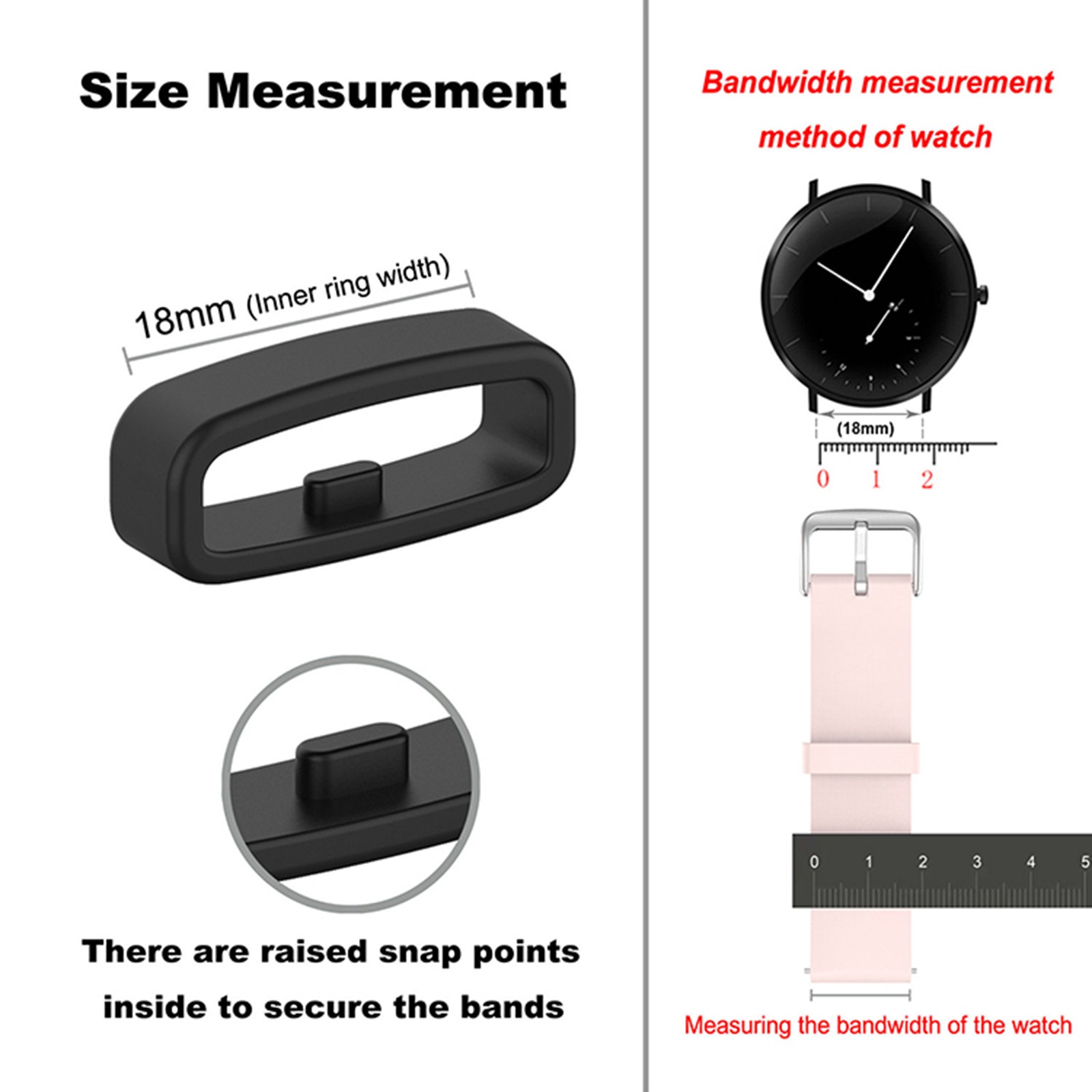 18/20/22MM Strap Fixing Rubber Watch Safety Buckle for Samsung Galaxy/Huawei