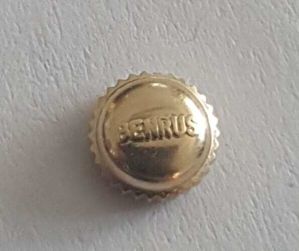 Benrus Water Resistant Gold Plated Crown