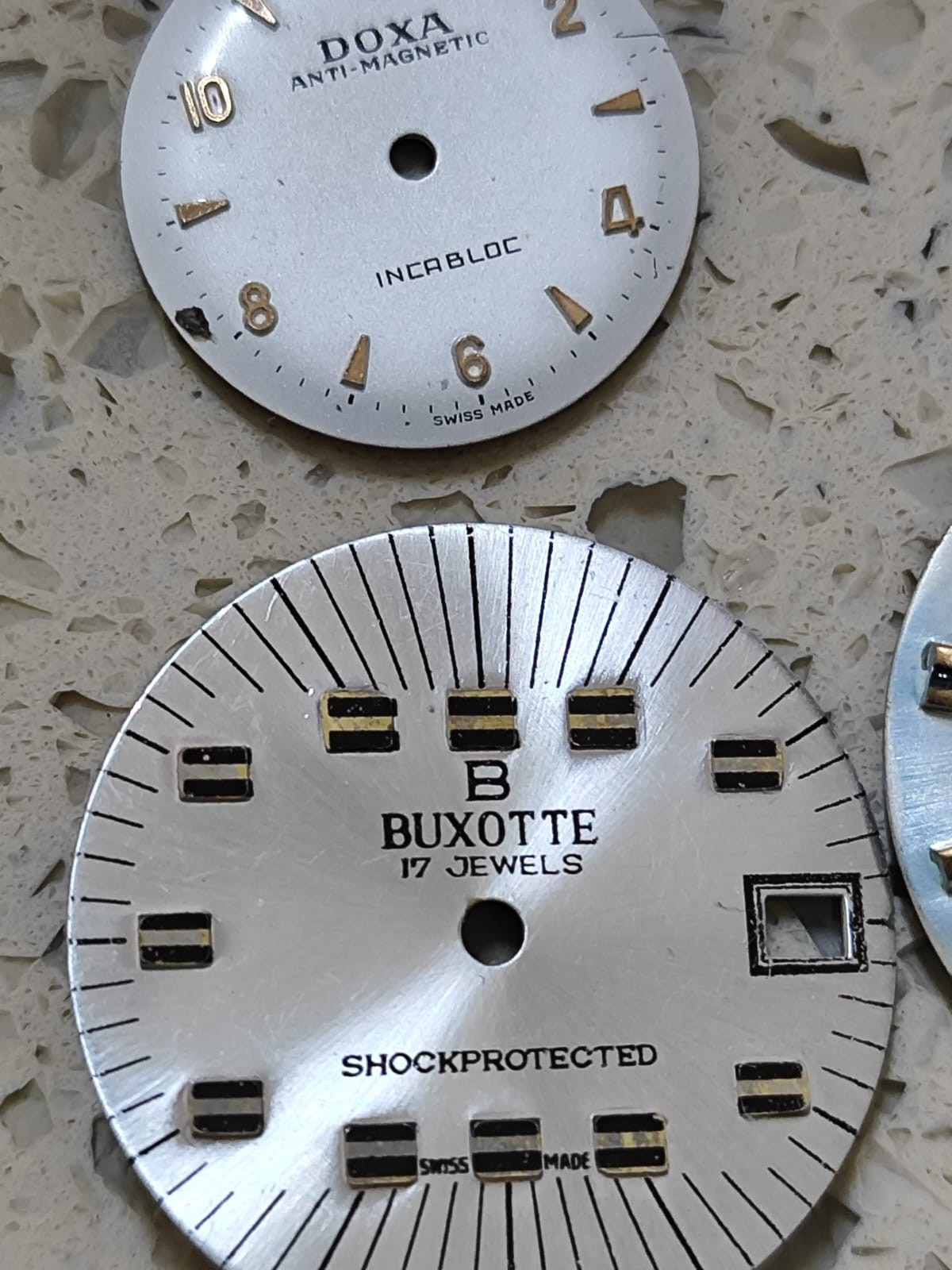 Vintage Swiss Watch Part Lot Dials doxa/Camy/Butex & Other swiss watch NOS