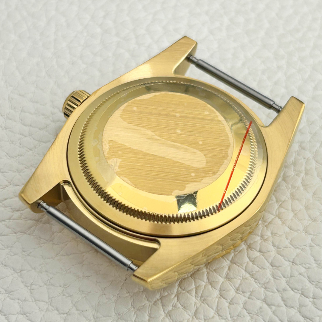 36mm Gold Watch Case 10ATM Fluted Steel Mod Part Sapphire for NH35 NH36 Movement