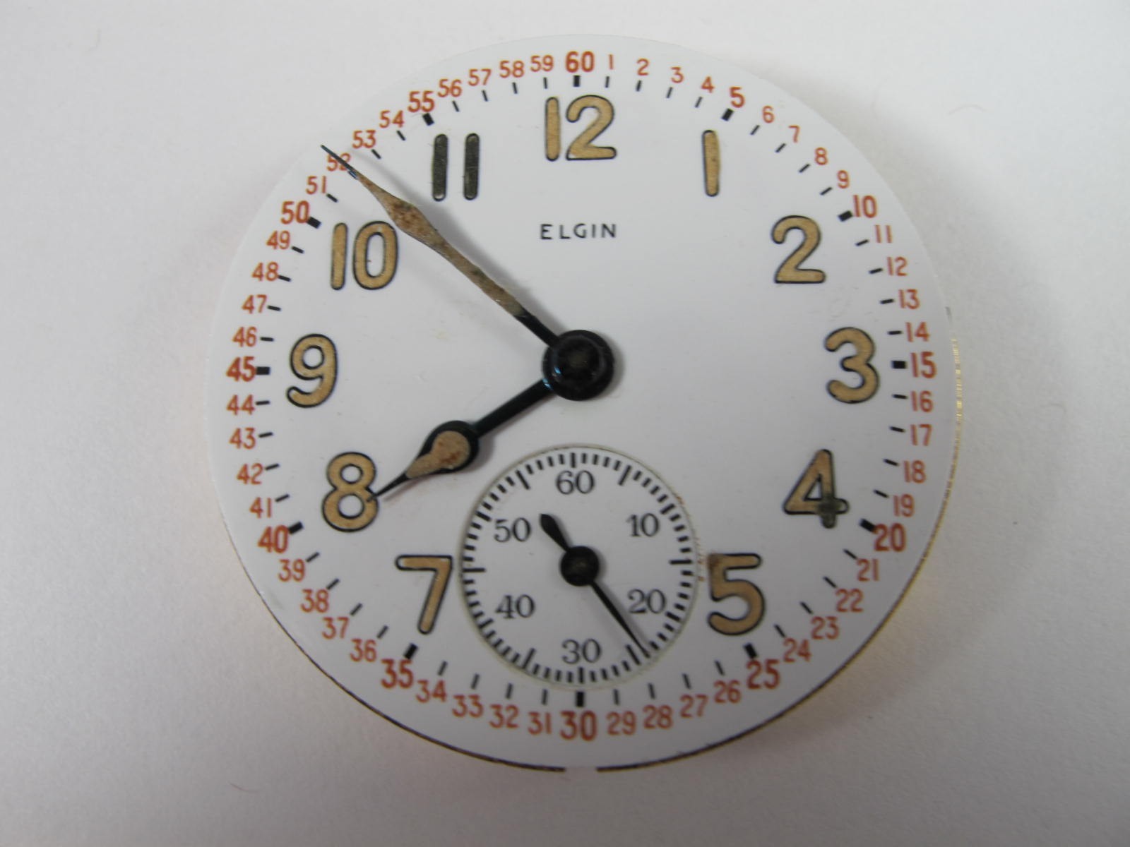 ELGIN MENS 1942 16S ELGIN 17J GRADE 347 WATCH MOVEMENT WITH MILITARY DIAL HANDS