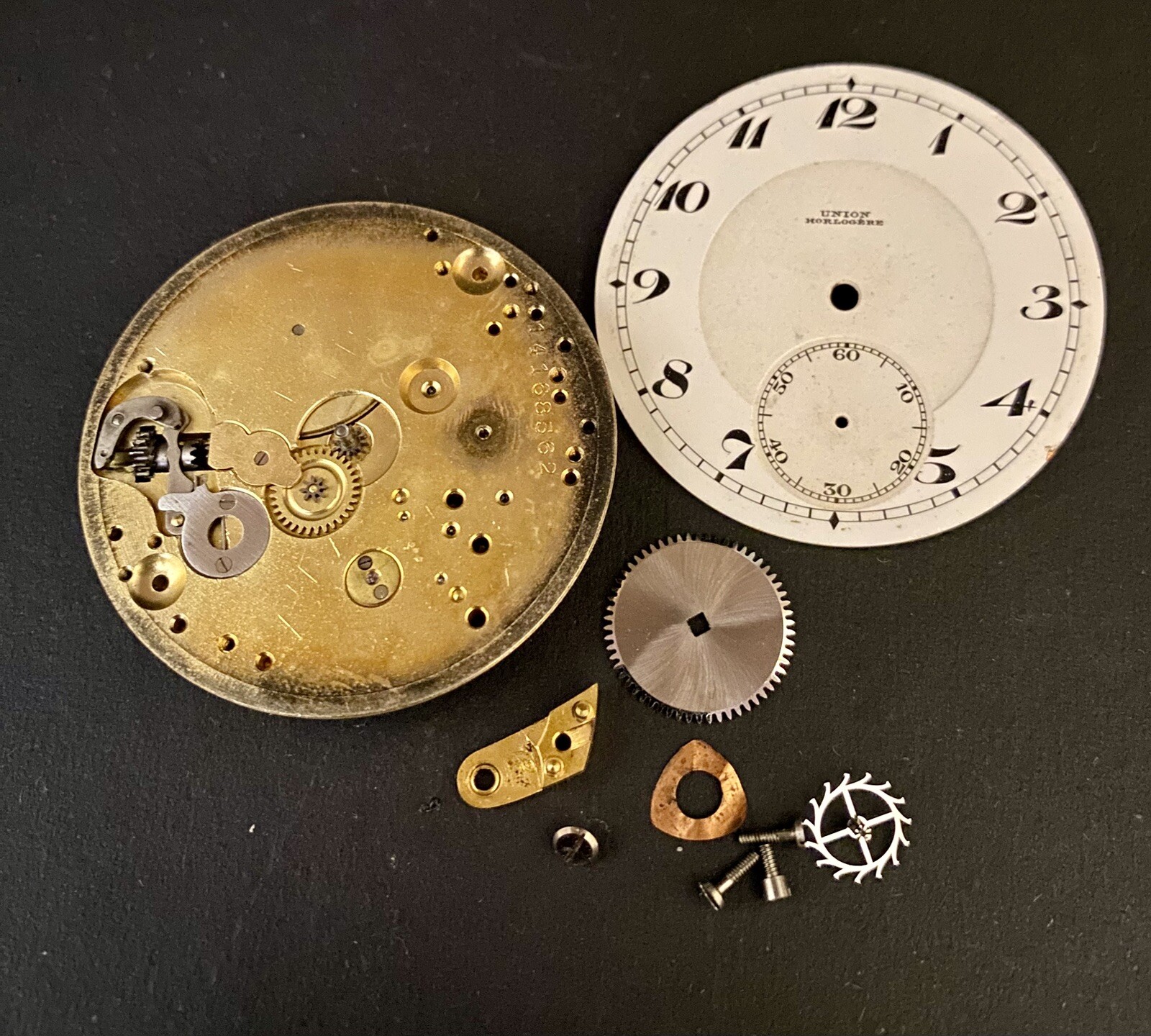 Vintage Union Pocket Watch Movement 43mm
