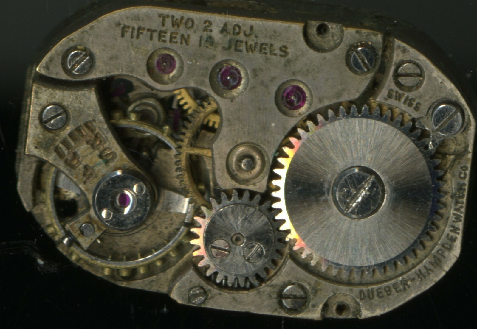 Vintage Dueber Hampden Wristwatch Movement & Case Venus V55 For Restoration