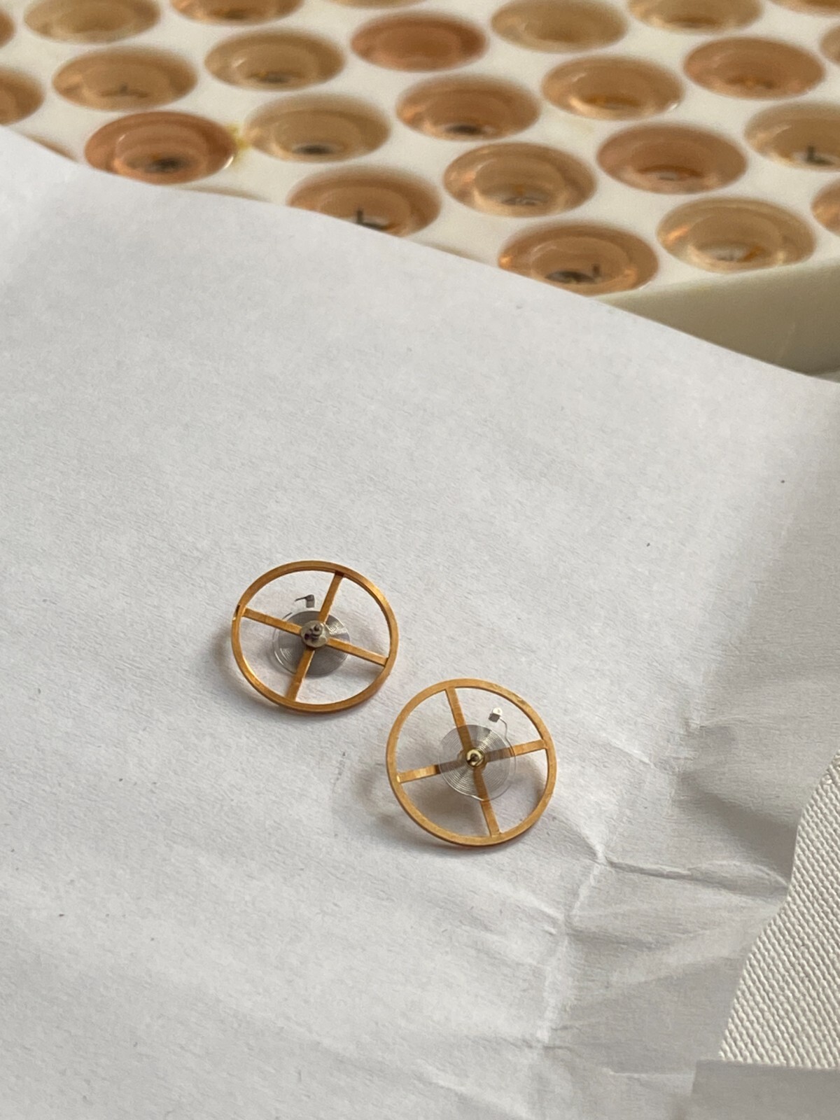 NOS WATCH PARTS BALANCE STAFF WHELL LOT OF 2 PCS RAKETA 2609.HA, 2614.H, 2628.H