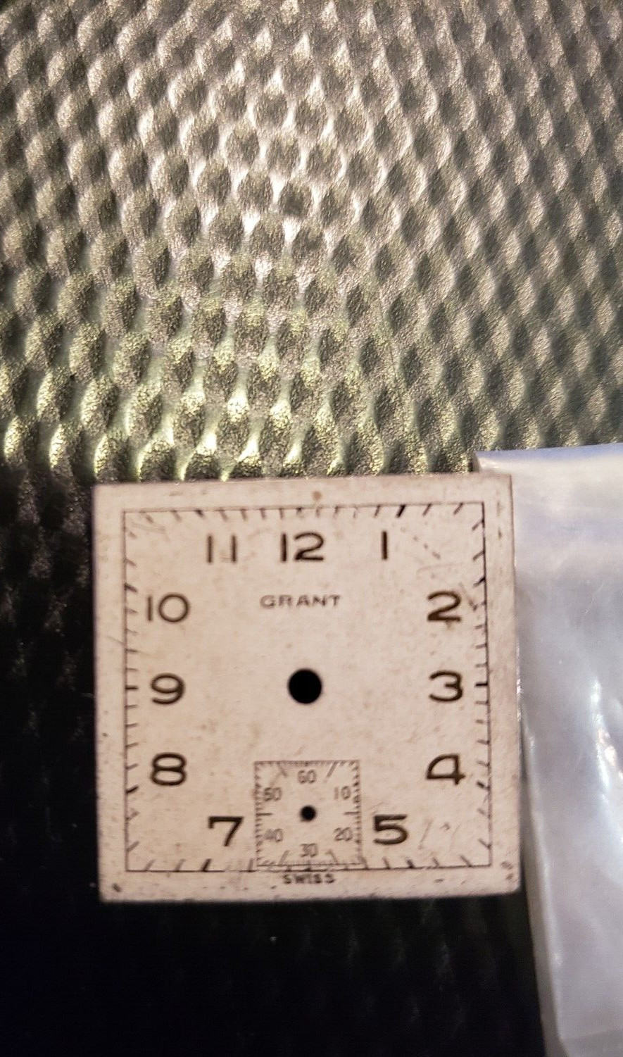 NICE Vintage 40’s 50’s Grant Square Watch Dial w/ subdial cream w/ gold markers