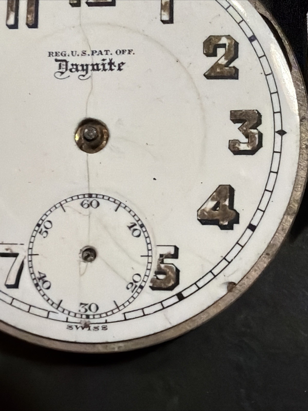 AM43 VTG Barclay Daynite 7j Pocket Watch Movement 42mm – Parts/Repair As Is**