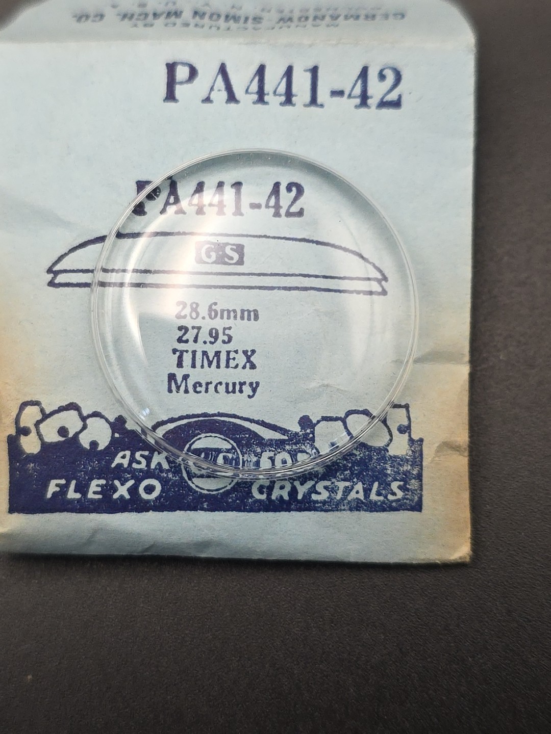 G-S Watch Crystal PA441-42 28.6mm 27.95 Timex Mercury