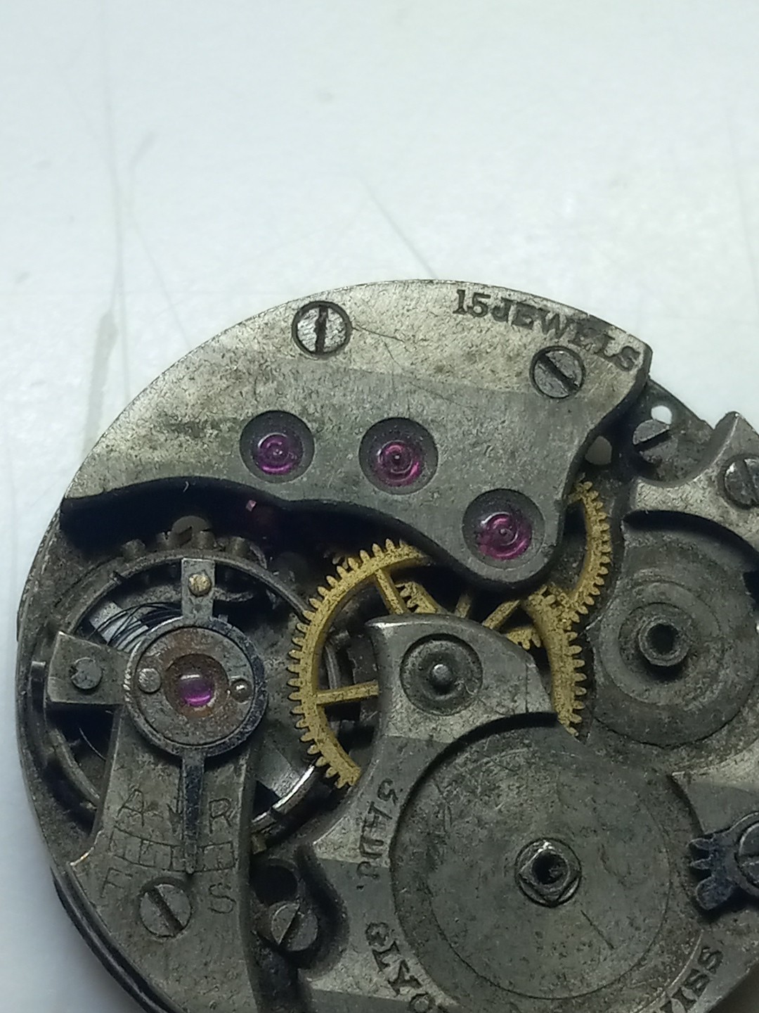 Vintage GLYCINE W. FY 15 Jewels 3 Adj. Watch Movement As Is Missing Parts