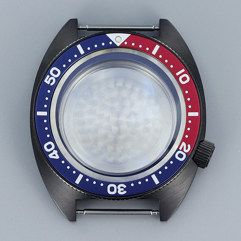 41mm Turtle PVD Black Watch Case Stainless Steel Sapphire Glass For Seiko NH35