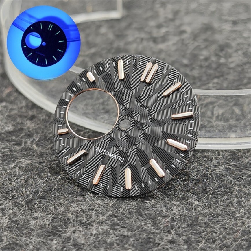28.5mm NH38 Dial Skeletonized Dial Green Lume Fits NH34 NH38 Movement Nh34 Dial