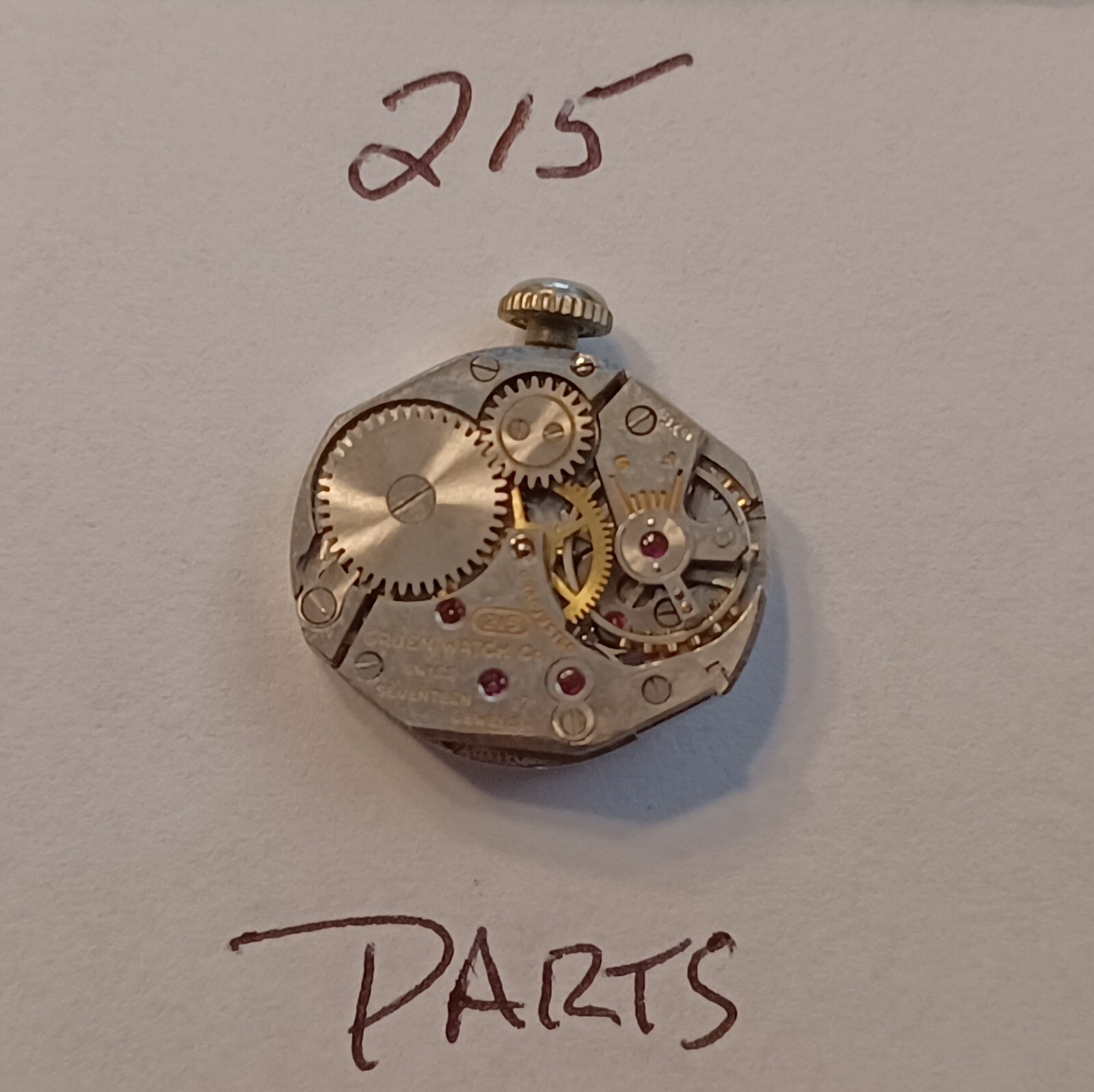 Ladies GRUEN 215, 215R, 225, N225, WATCH MOVEMENT (some Running) (Drop Down)