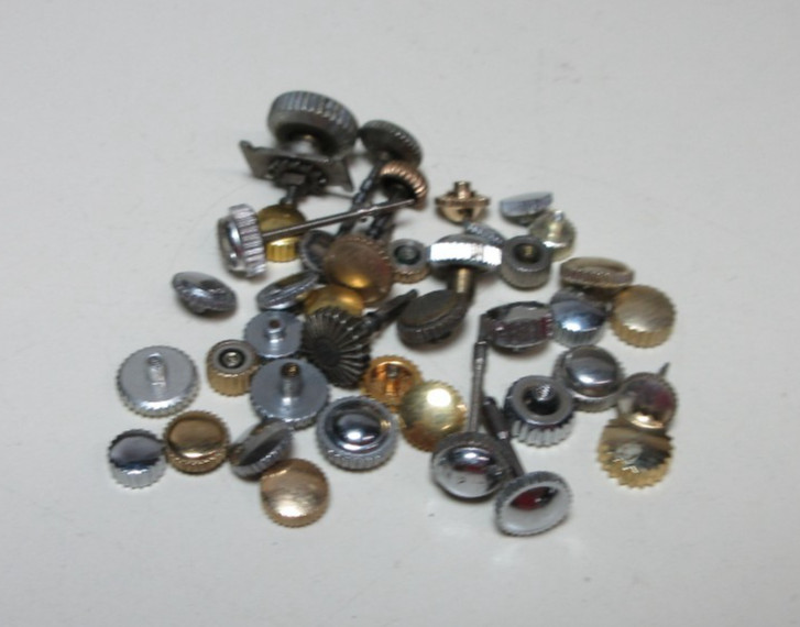 LOT OF 40 WATCH CROWNS WATCHMAKER PARTS ASSORTED LOT SOME GOLD FILLED PLATED