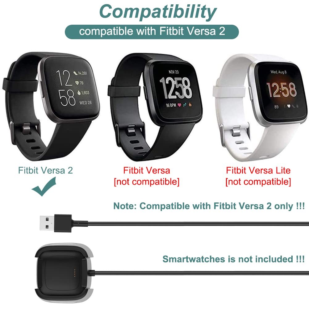 Charger for Fitbit Versa 2 (Not for Versa 1st), Charging Cable Dock with 3.3f…