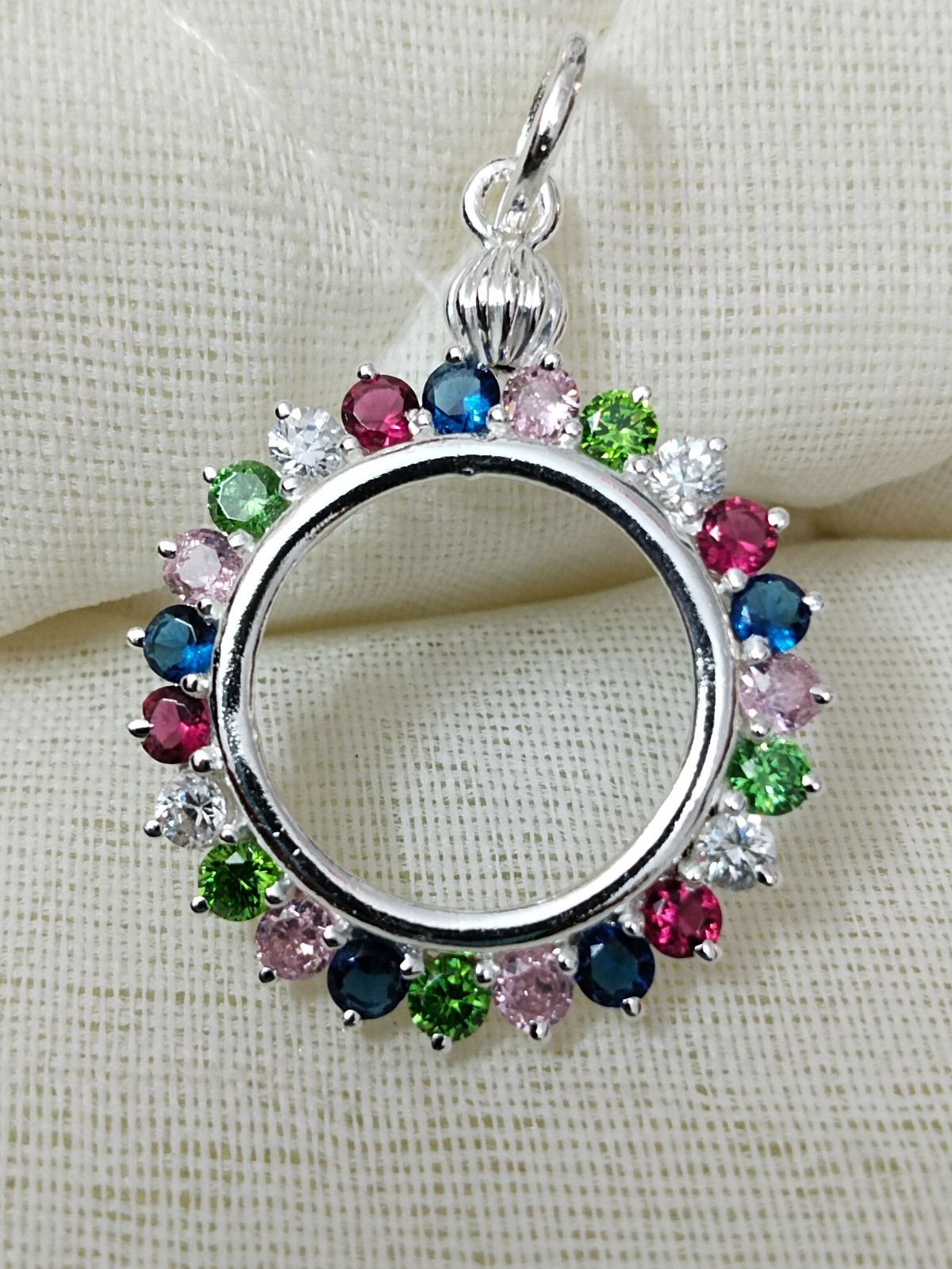925 Sterling Silver Round CZ Bezel Pendant Handmade Blank Bezel