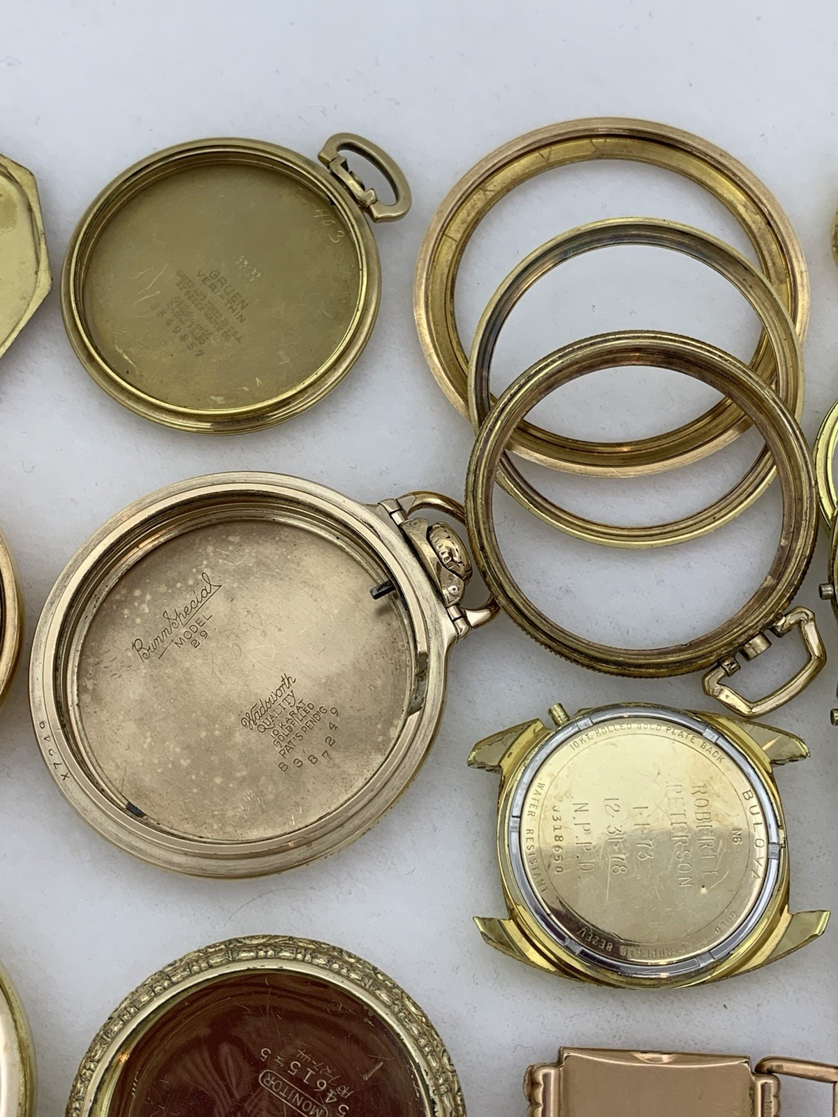 609 GRAMS Gold Filled RGP Plate Pocket Wrist Watch Case Scrap Lot & Other Pieces