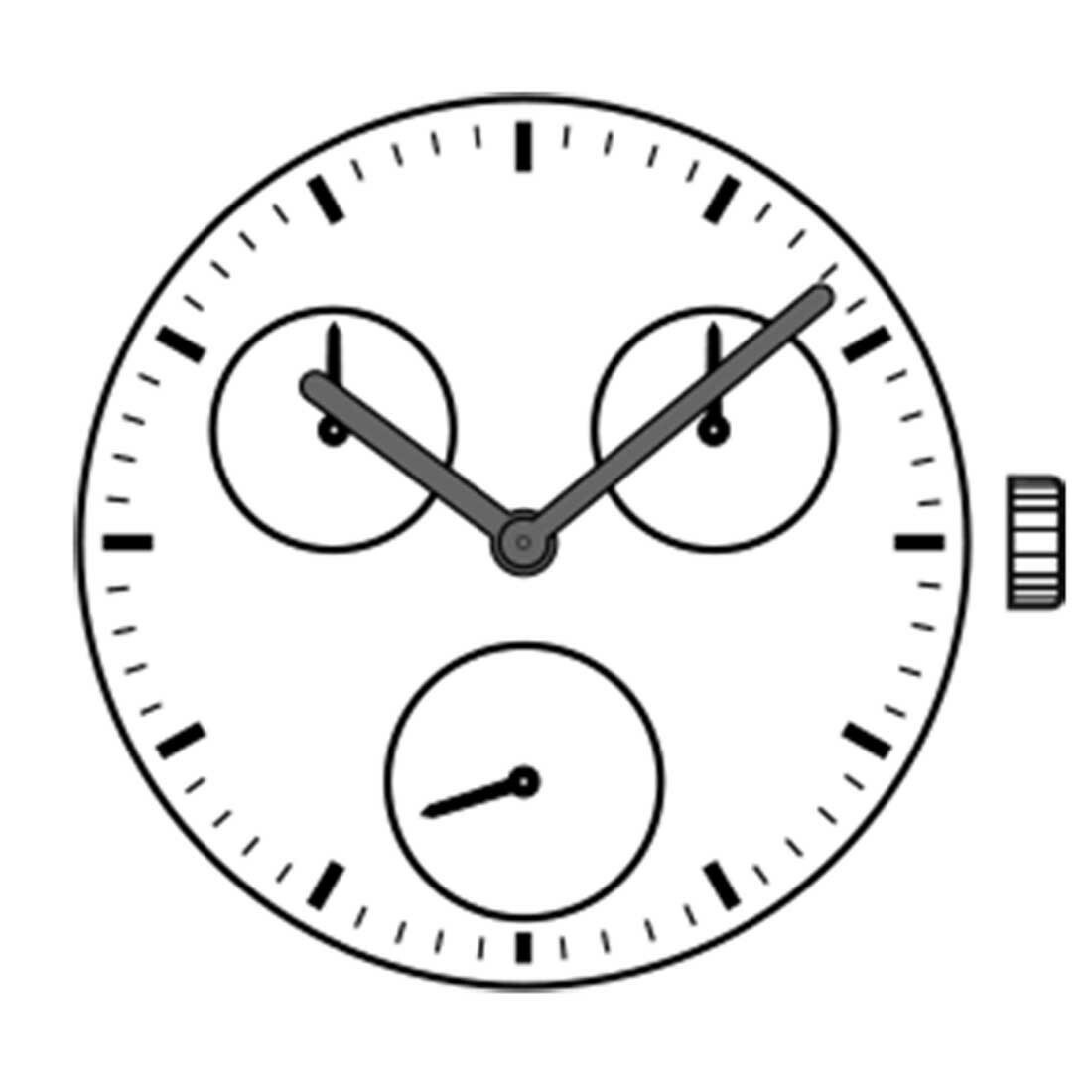 For Hattori Japan VD76A QUARTZ 3-Eye Multifunction WATCH Movement 2 Hands