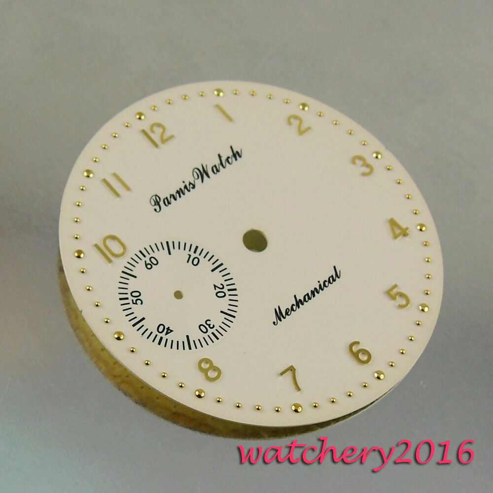 New 38.9mm yellow white dial rose golden Numbers fit 6497 movement Men’s Watch