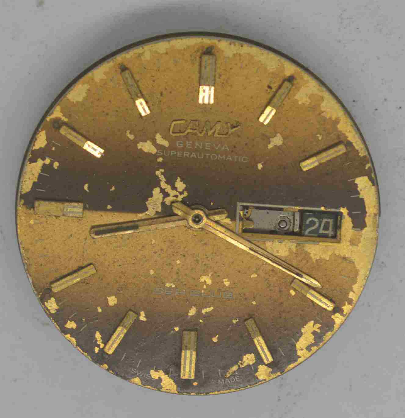 VTG CAMY SEA CLUB Movement & Dial. ETA 2879. For Parts