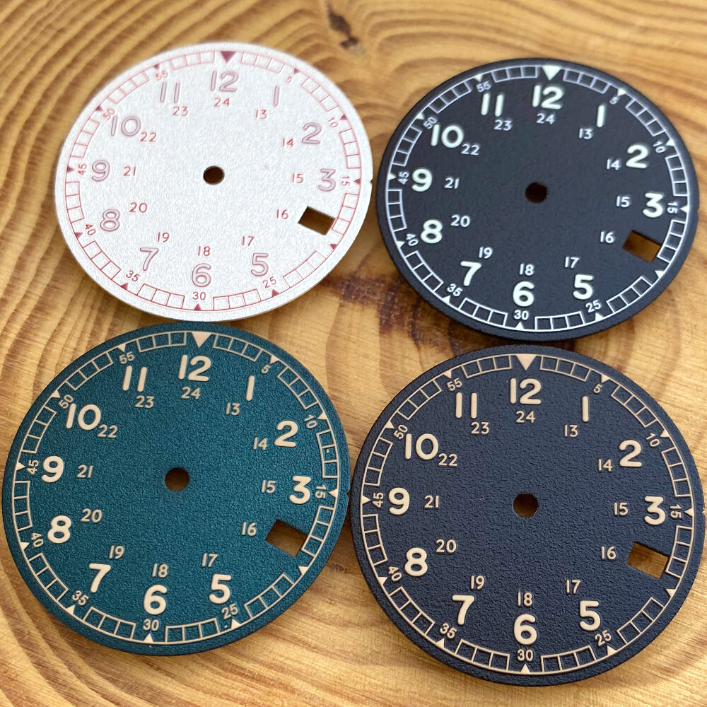 2024 New High-Quality 29mm Matte Green Luminous Watch Dial fit NH35 Watch Parts