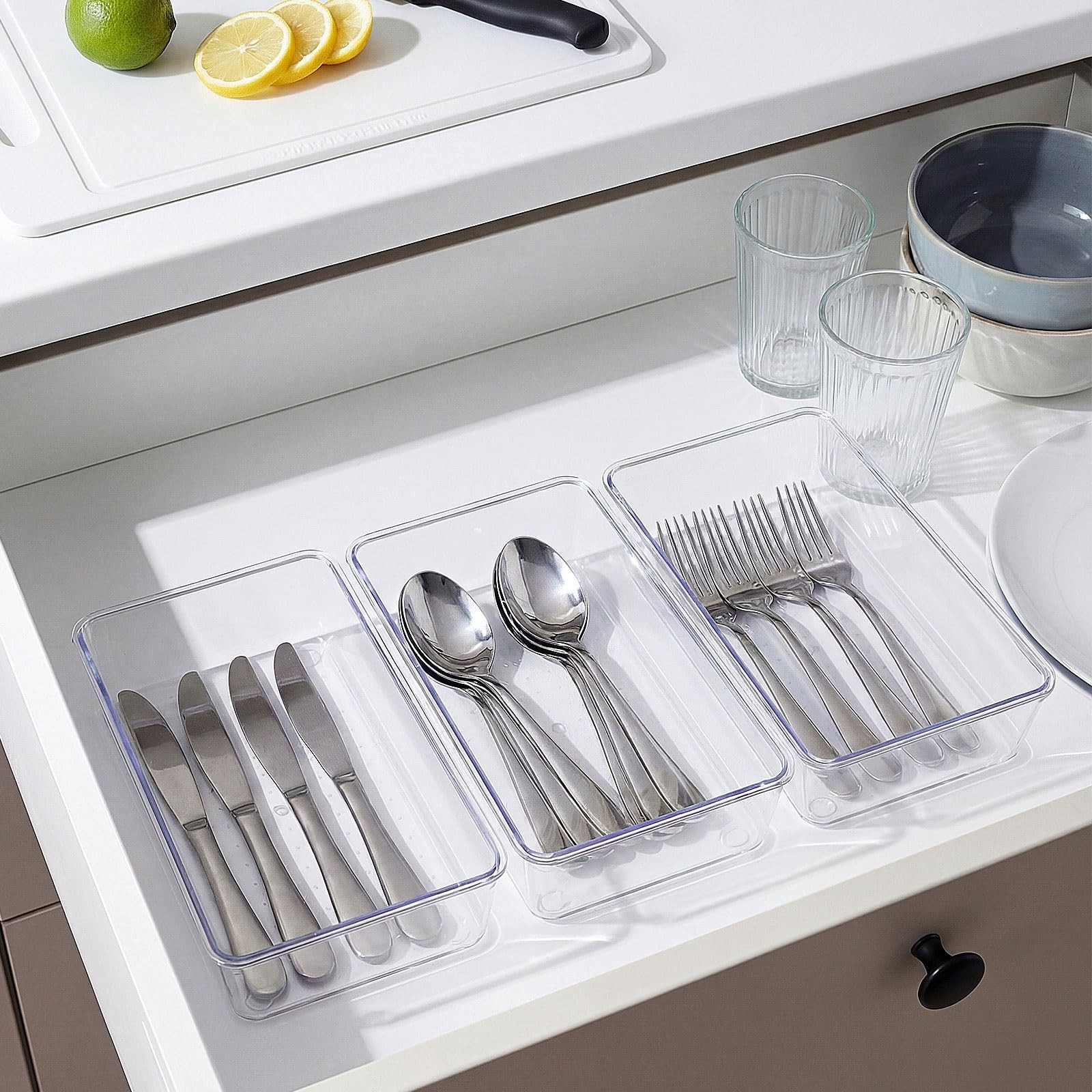 Maitys 12 Pcs Clear Drawer Organizer 9 x 6 x 2 Inches Plastic Rectangle Trays…