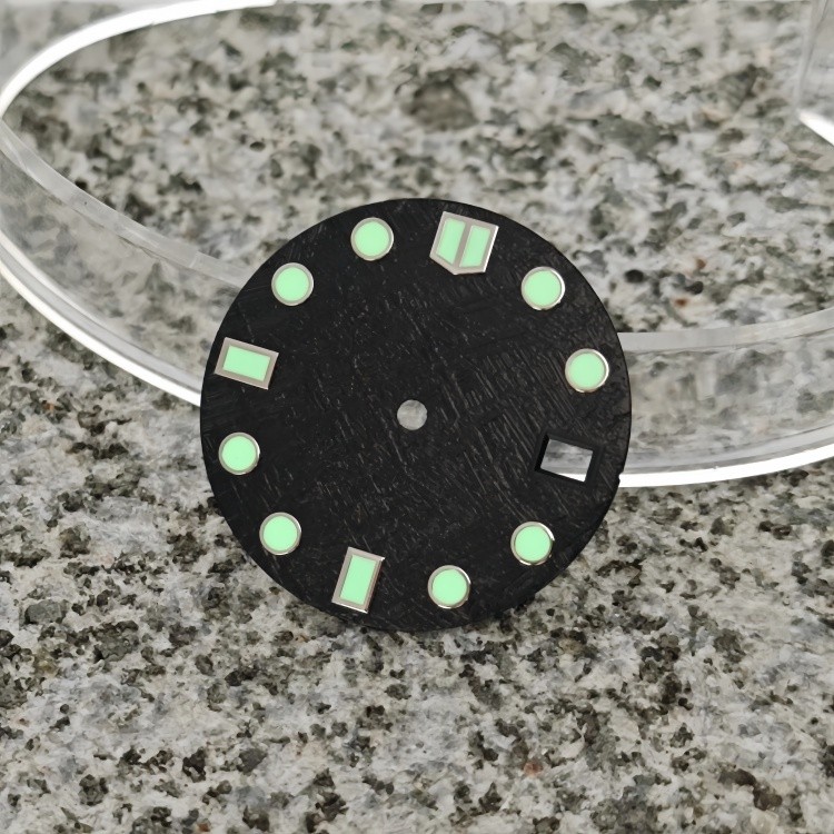 NH35 face 28.5mm meteorite pattern strong green lume dial for NH35/NH36 movement