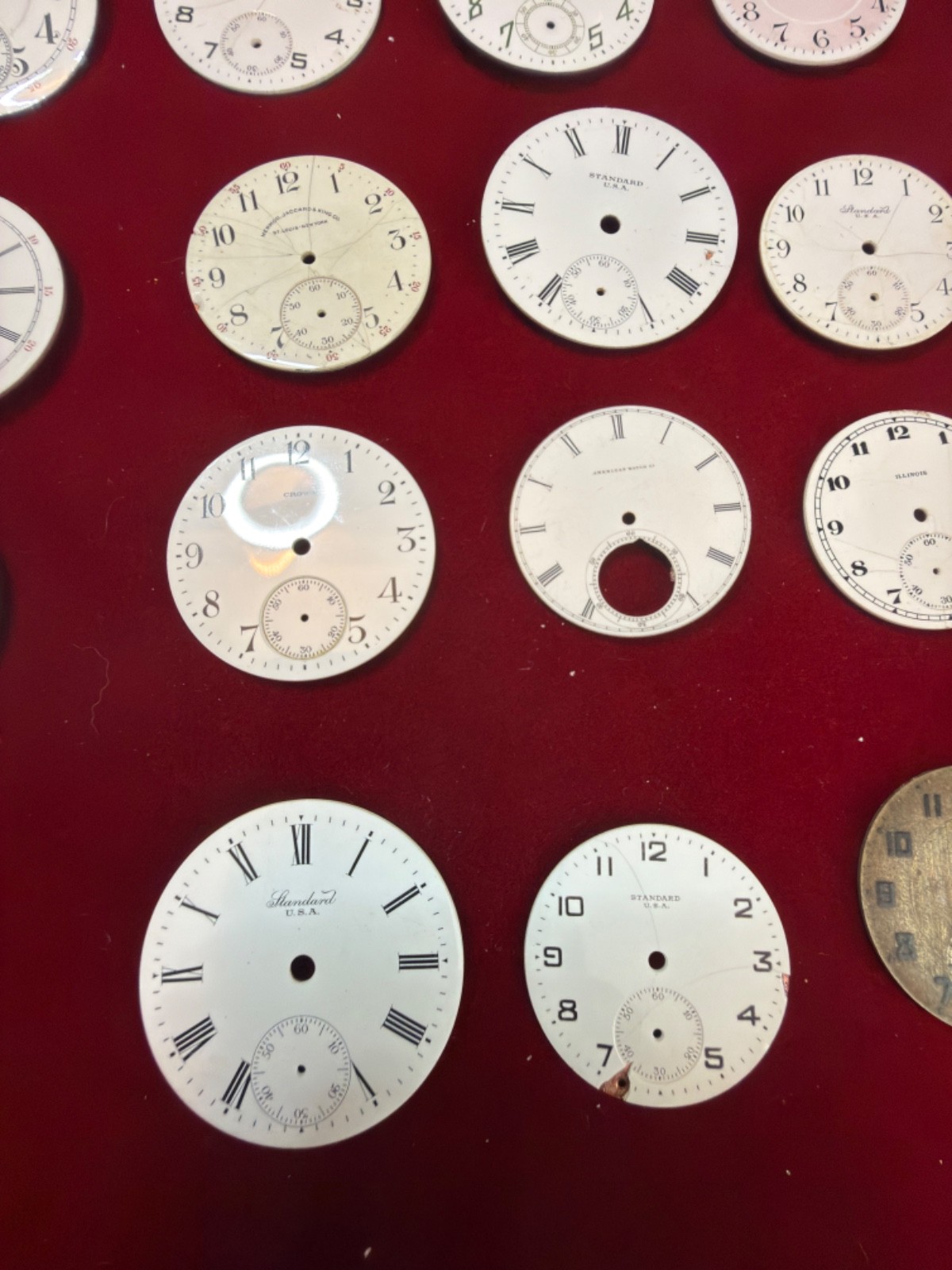 Lot of 124 Pocket watch dials, Misc sizes and brands: Many different brands