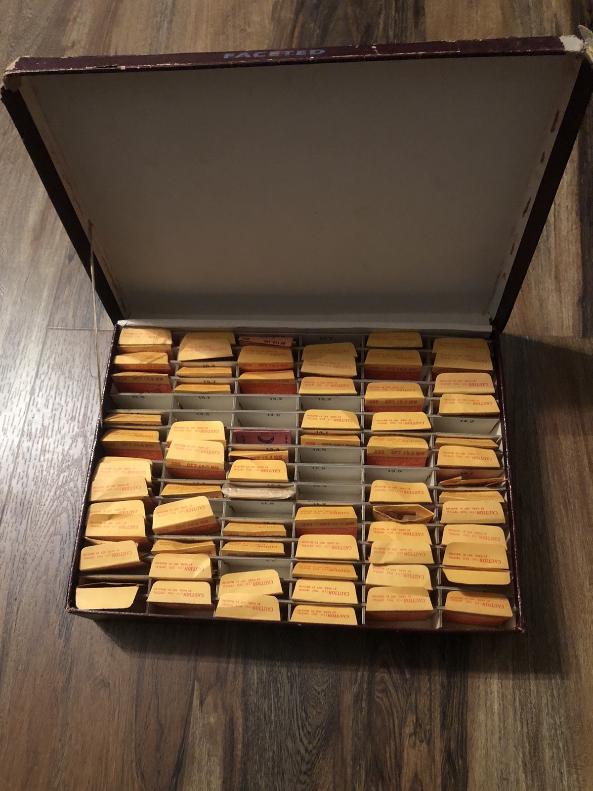 Vintage micro sized Electroglas faceted Watch Crystal in Box Incomplete Set