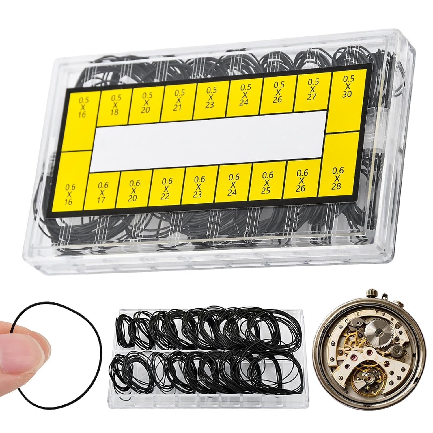 210 Pcs O Ring Watch Gasket Kit,18 Types Rubber Seal O Ring Watches Gasket Watch