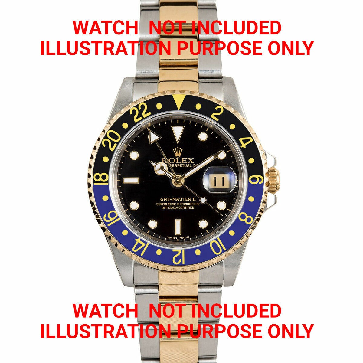 37.70×30.70mm Black Blue Batman Gold Replacement Bezel Insert For Rolex GMT