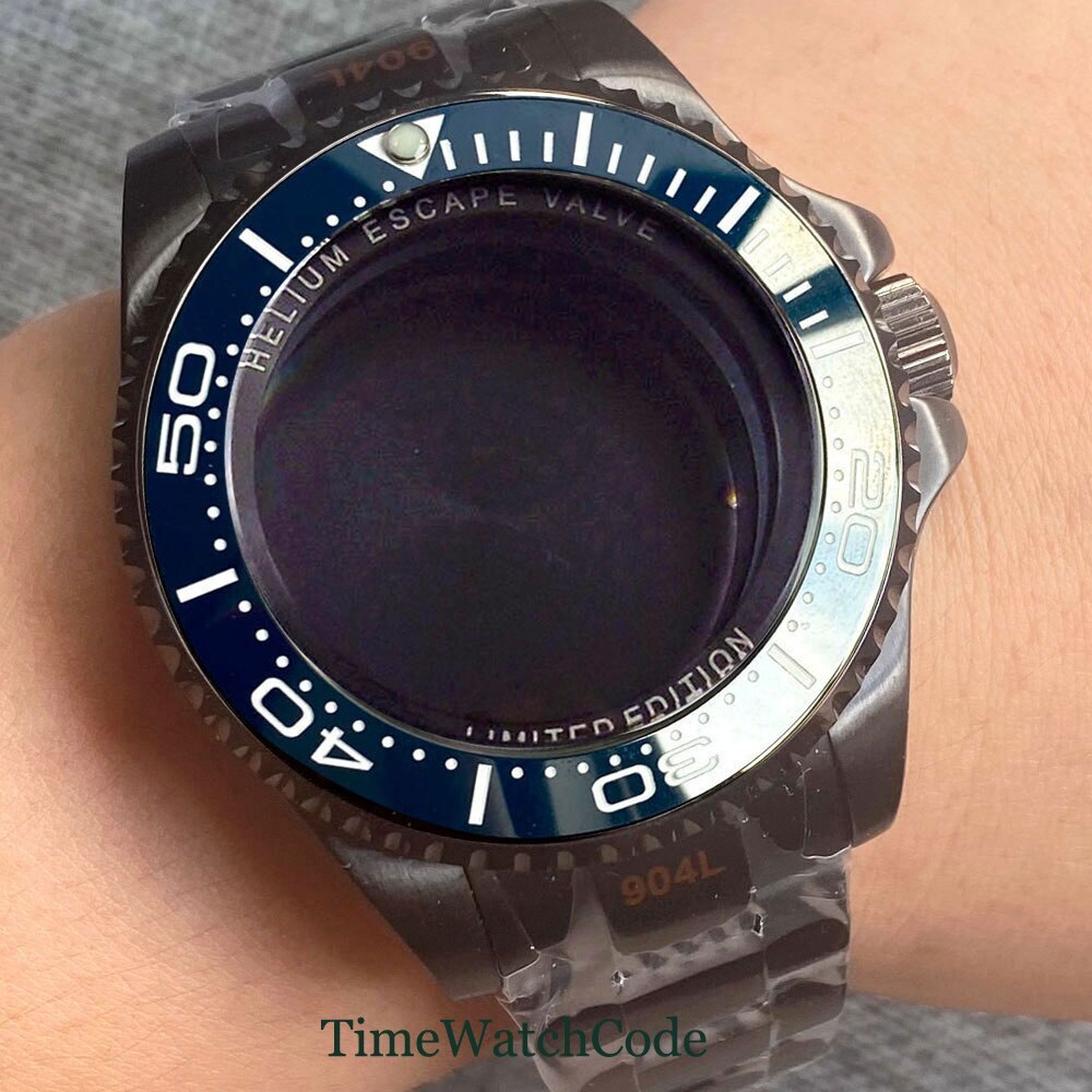 43mm PVD Black Watch Case Fit NH34 NH35 NH36 ETA2824 PT5000 Miyota8215 DG2813